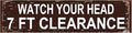 "Watch Your Head 7 Ft Clearance" Metal Warning Sign - 16x4 Inch Rustic Height Limit Plaque for Low Ceilings & Doorways - Vintage Safety Sign for Garage, Basement & Workshop