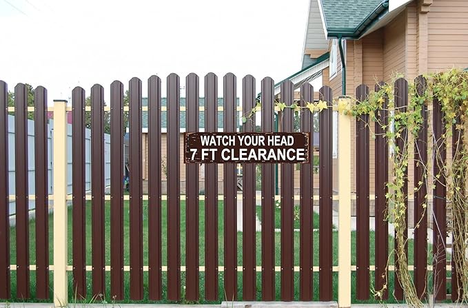 "Watch Your Head 7 Ft Clearance" Metal Warning Sign - 16x4 Inch Rustic Height Limit Plaque for Low Ceilings & Doorways - Vintage Safety Sign for Garage, Basement & Workshop